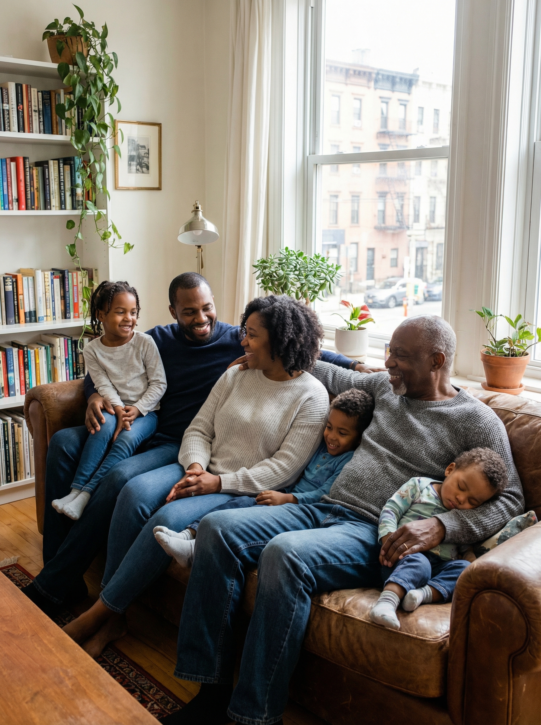 Family relaxing together at home