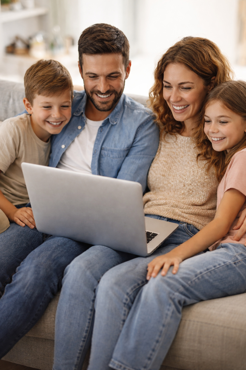 Happy family planning their financial future together